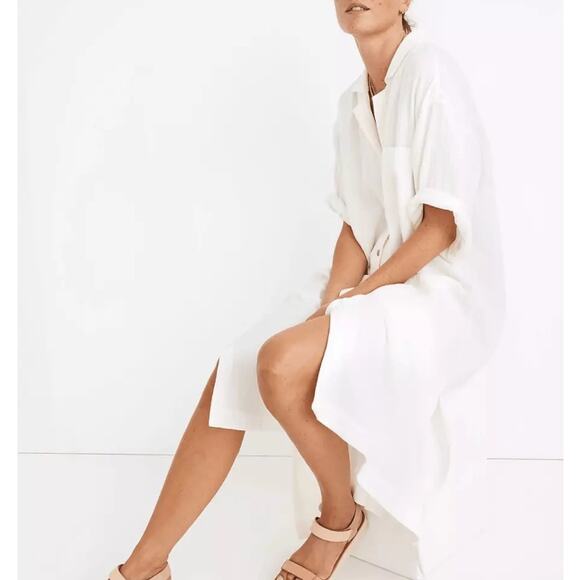 Madewell Lightestspun Cover Up Maxi Shirtdress NWT M Cream Featherweight Relax - Picture 2 of 11